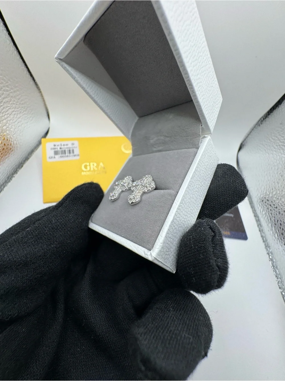 S925 silver moissanite earrings VVS1 GRA certified cross shape